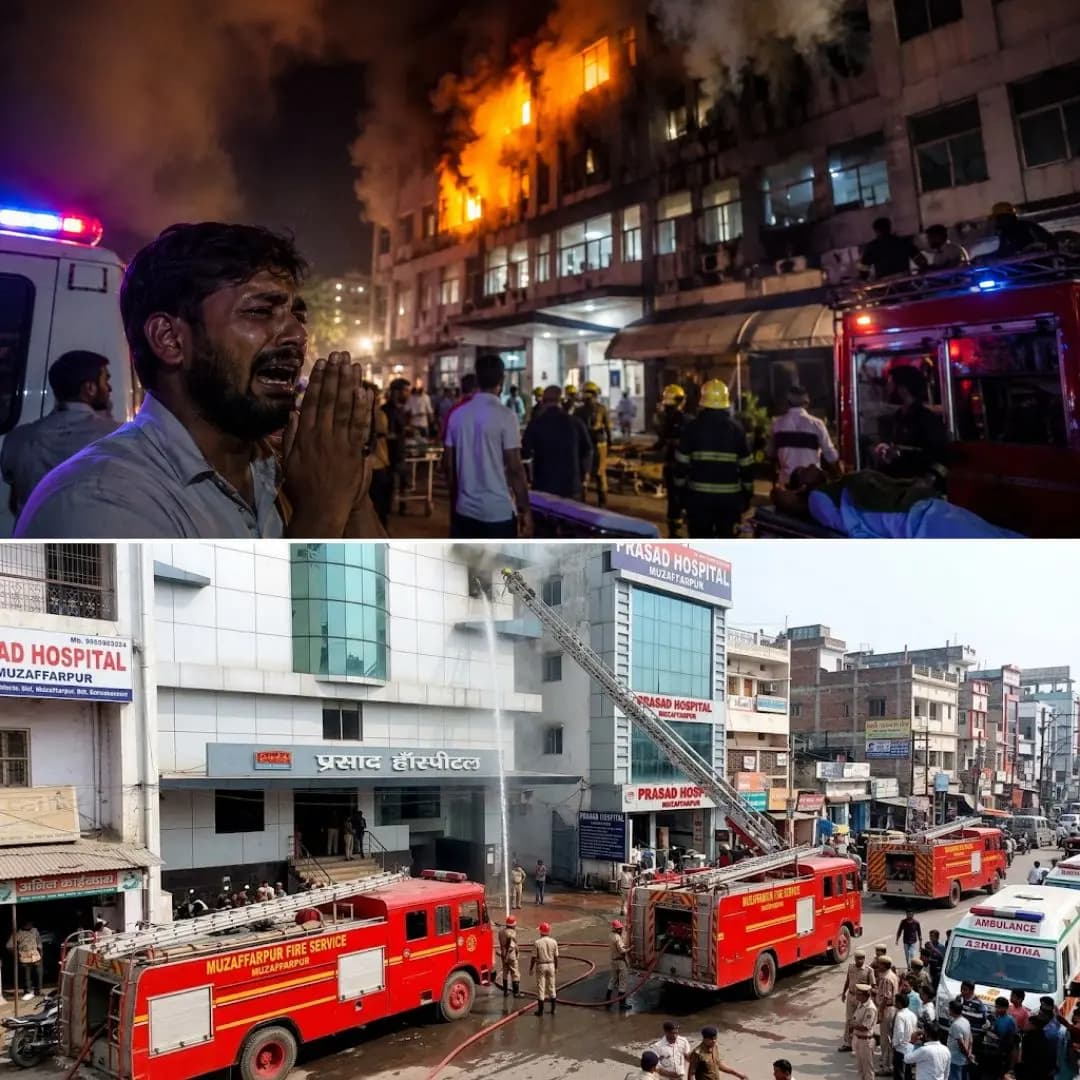 मुजफ्फरपुर में मौत की आग! प्रसाद हॉस्पिटल के ICU में लगी भीषण आग, 10 मरीजों की मौत