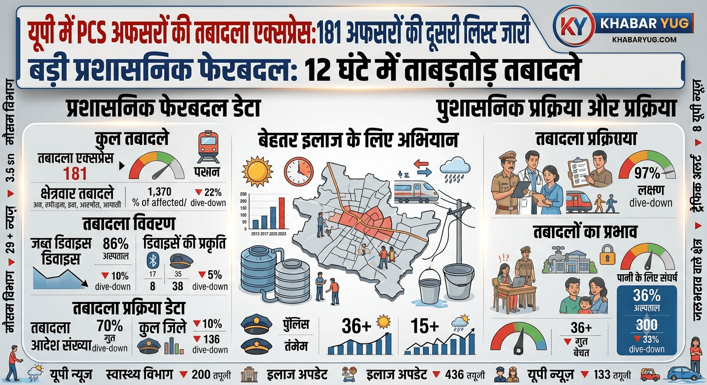 यूपी में फुल स्पीड में PCS अफसरों की तबादला एक्सप्रेस, 12 घंटे में 181 अफसरों की दूसरी लिस्ट जारी